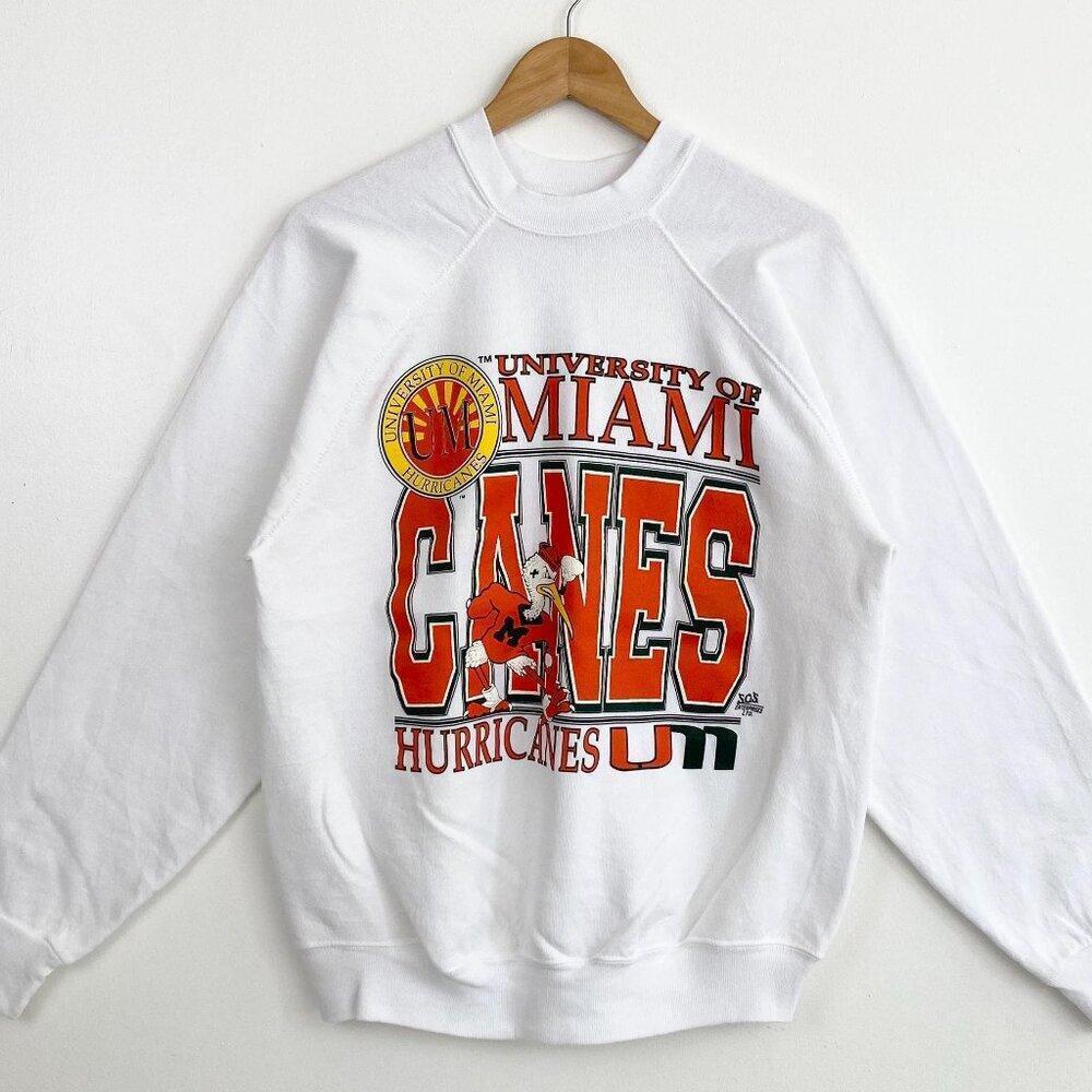 Ncaa University Of Miami Hurricanes Crewneck Sweatshirt Miami White Kl5686